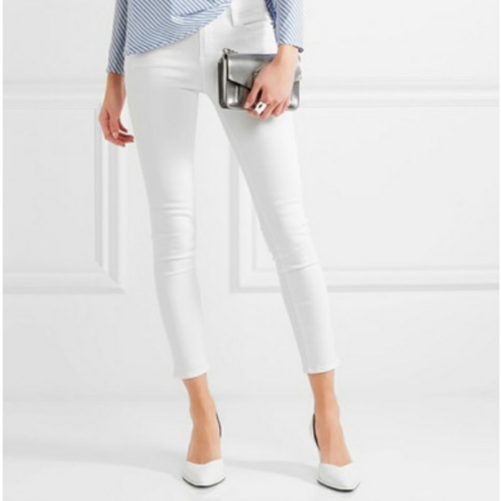 Frame Denim Le Skinny de Jeanne Crop White Skinny Jeans